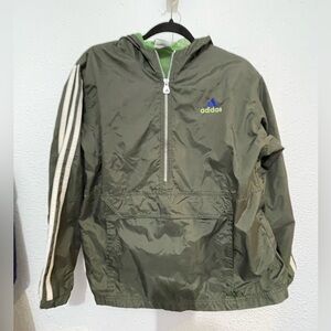 ADIDAS Dark olive green Hoodie Windbreaker Zipper Jacket Youth Size Large 14-16
